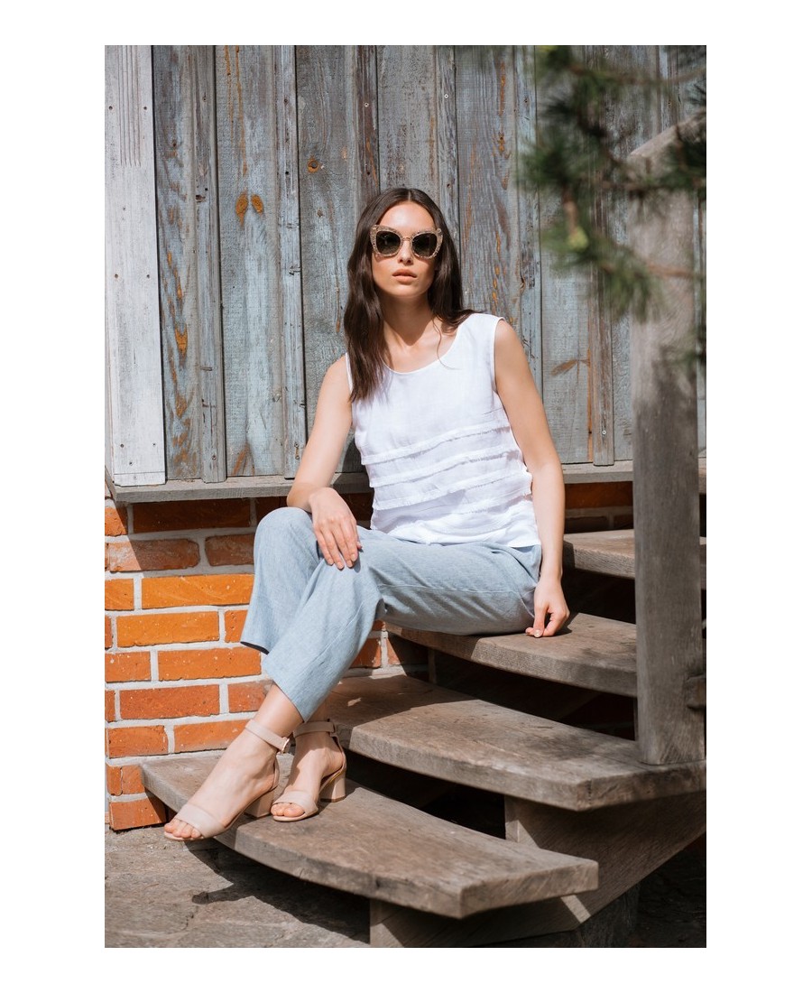 Lininė palaidinė be rankovių su kutais | eksa.lt