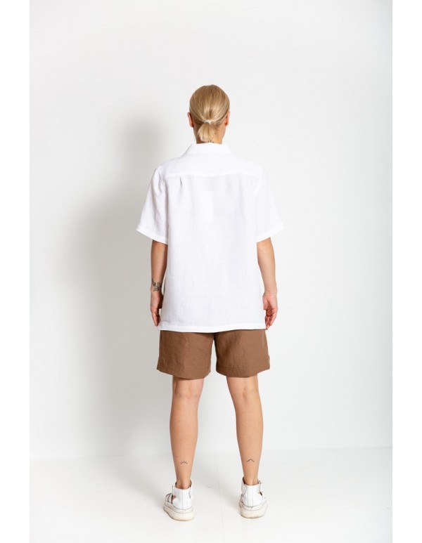 Lininiai šortai su kišenėmis ir juosmens juostele | eksa.lt